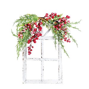 Janela com Arranjo Branco e Verde Bandeira e Vermelho