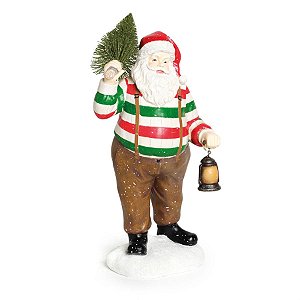 Papai Noel em Pé com Pinheiro Marrom e Vermelho e Verde