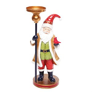 Arranjo de Mesa Porta Velas com Noel Ouro e Verde Hortelã / Vermelho