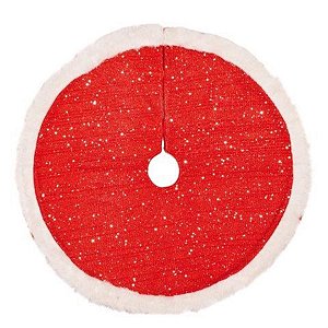 Saia de Árvore com Borda de Pelúcia Vermelho (Sparkling)