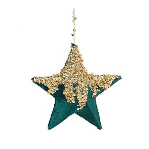 Estrela Veludo com Glitter Azul e Ouro 20cm - 3 Un