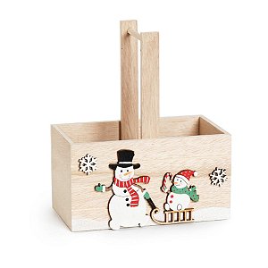 Caixote com Boneco de Neve Cru e Branco M