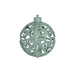 Bola de Natal Arabesco Vazada Verde Hortelã 8cm - 6 Un
