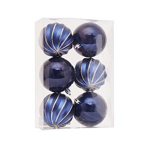 Bola de Natal Gomos / Lisa Azul 8cm - 6 Un