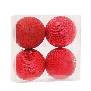 Bola de Natal Vermelho 10cm - 4 Un