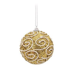 Bola de Natal Arabesco Ouro 10cm - 4 Un