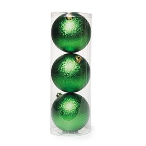 Bola de Natal Lisa Verde Bandeira 8cm (Bola de Natal em Tubos) - 3 Peças