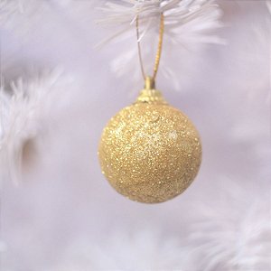 Bola de Natal Glitter Ouro 4cm - 12 Un