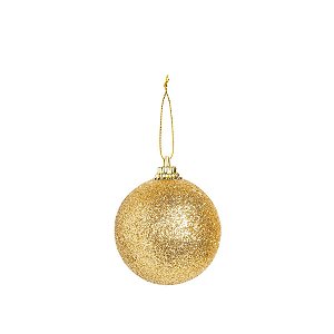 Bola de Natal Glitter Ouro 5cm - 6 Peças