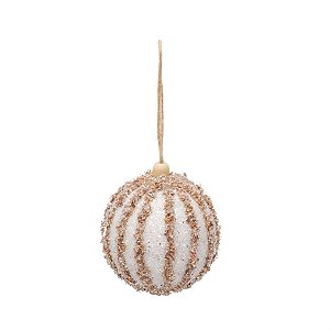 Bola de Natal Branco e Nude 10cm - 4 Peças