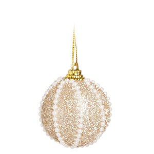 Bola de Natal Glitter Nude / Branco 5cm - 6 Un