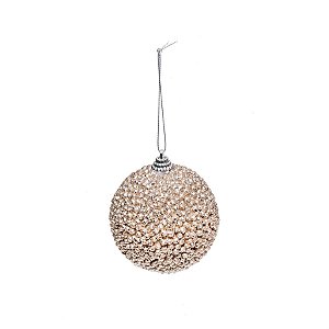 Bola de Natal Flocada Chá 10cm - 4 Un