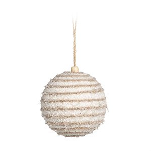 Bola de Natal Listras Branco e Nude 8cm - 6 Un