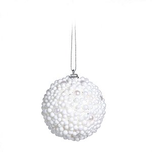 Bola de Natal Perolas Branco 8cm - 6 Peças