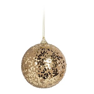 Bola de Natal Glitter Dourado 8cm - 6 Peças
