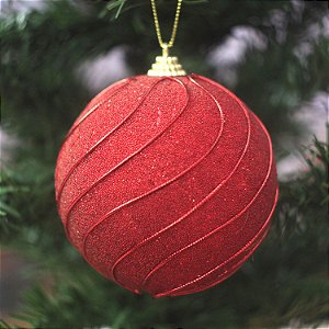 Bola de Natal Listras Vermelho 10cm - 4 Un