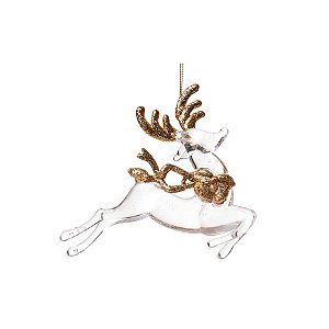 Enfeite para Pendurar Rena Incolor e Ouro - 1 Un