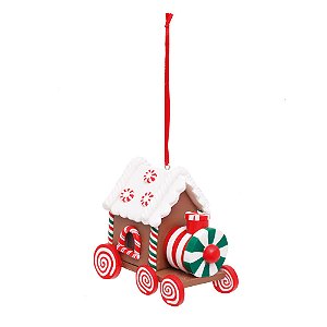 Enfeite para Pendurar Trêm Doce Marrom e Vermelho - 1 Un