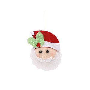 Enfeite para Pendurar Rosto de Noel Branco e Vermelho e Bege - 1 Un