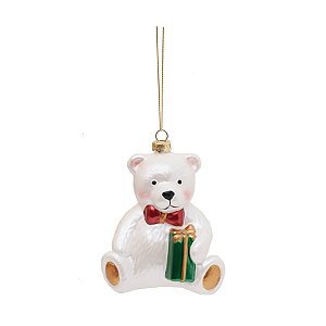 Enfeite para Pendurar - Urso Polar Branco e Verde - 1 Un