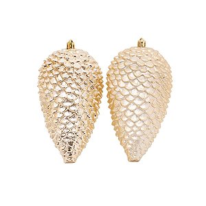 Enfeite para Pendurar Pinha Ouro 17,5cm - 2 Un