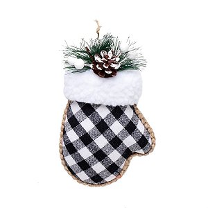 Enfeite para Pendurar - Luva Xadrez Branco e Preto