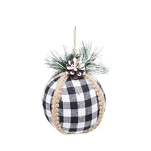 Bola de Natal Bola de Natal Xadrez Branco e Preto e Cru 10cm - 1 Un