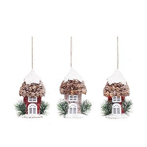 Casa Sobrado Telhado de Pinha Sortido Vermelho e Crú / Branco - 1 Unidade