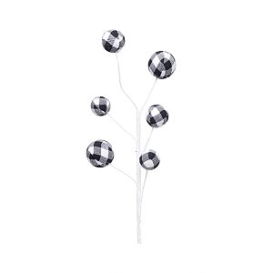 Galho 6 Bolas Xadrez Preto e Branco (Enfeites Trend)