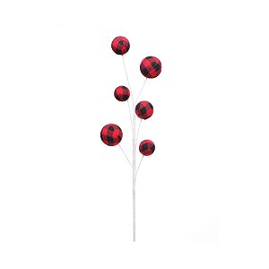 Galho 6 Bolas Xadrez Preto e Vermelho (Enfeites Trend)