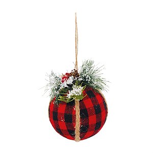 Bola de Natal Xadrez Vermelho e Preto 8cm - 6 Peças