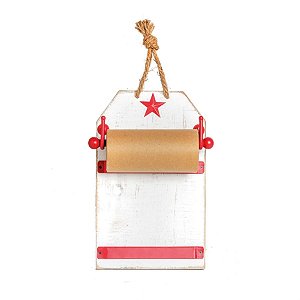 Quadro Bloco de Notas Branco e Vermelho e Bege