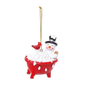 Enfeite para Pendurar - Boneco de Neve Banheira Vermelho e Branco - 2 Un