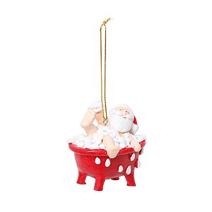 Enfeite para Pendurar Noel Banheira Vermelho e Branco - 1 Un