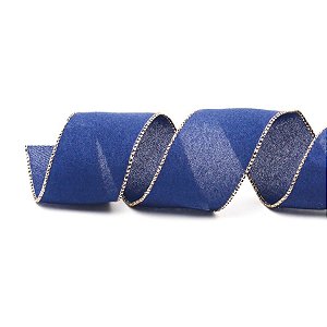 Fita de Natal Azul Marinho e Ouro - 1 Un