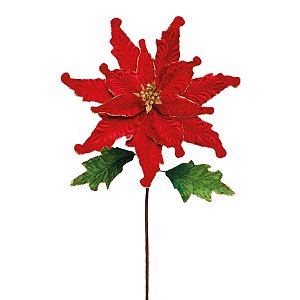 Poinsetia Vermelho e Ouro (Flores Cabo Longo) - 3 Un