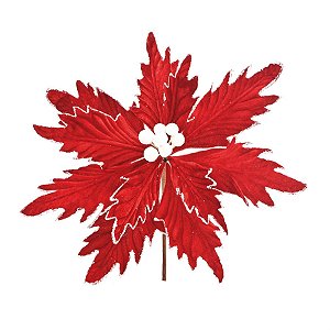 Flor Vermelho e Branco (Flores Cabo Médio) - 6 Un