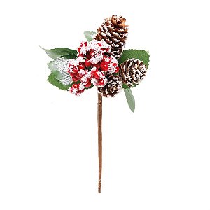 Pick Folhas com Frutas com Pinha Vermelho e Verde e Marrom - 1 Un