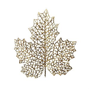 Galho com Folhas e Glitter Ouro (Galhos Curtos) - 1 Un