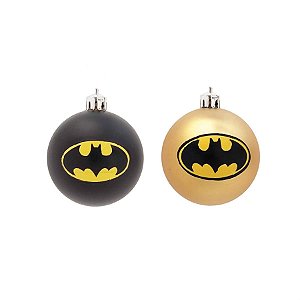 Bola de Natal Batman Sortido Preto e Dourado 6cm - 6 Un