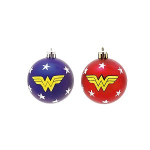Bola de Natal Mulher Maravilha Colorido 8cm - 4 Un