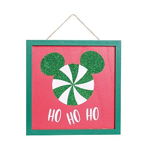 Natal Disney - Quadro Mickey Hohoho Vermelho e Verde Hortelã / Branco - 2 Un