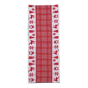 Caminho de Mesa Natalina Vermelho e Branco 180X33 - 2 Un