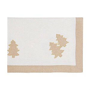 Toalha de Mesa de Natal 10 Lugares Retangular Pinheiro Branco e Bege 180X320