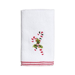 Toalha de Rosto Candy Cane Branco e Vermelho 42X70 - 2 Peças