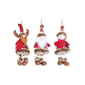 Enfeite para Pendurar - Rena / Noel / Boneco Sortido Cinza M - 3 Un