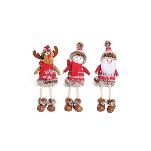 Enfeite para Pendurar - Rena / Noel / Boneco Sortido Cinza G - 1 Un