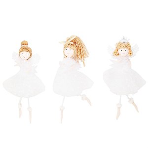 Enfeite para Pendurar - Anjo Vestido Voal Sortido Branco P - 6 Un