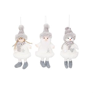 Enfeite para Pendurar - Bonecos Sortido Branco e Cinza - 6 Un