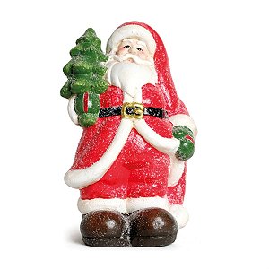 Papai Noel com Led Segurando Pinheiro Vermelho e Verde Bandeira